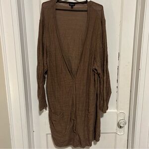 Torrid Taupe Brown Open-Front Longline Cardigan Pockets Plus Size 4X